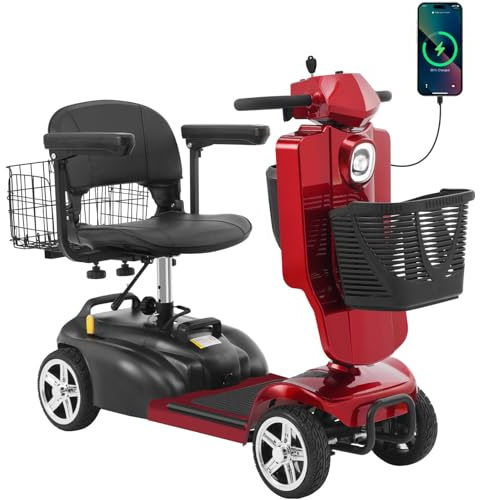 Ecomobi MS02 Pro Mobility Scooters for Adults & Seniors, 7 mph Top Speed, 30 Miles Long Range, 25Ah Removable Battery, 2 Cargo Baskets, USB Charging Port, 330 lbs Capacity