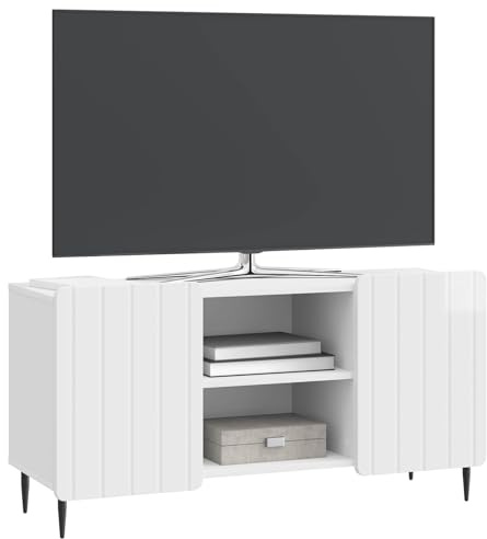 vidaXL TV-Schränk Hochglanz Weiß 102 x 34,5 x 52 cm Holzwerkstoff, Wohnzimmermöbel, Moderne Medienkonsole, stylische Aufbewahrung, rechteckiger Sideboard für Dein Zuhause