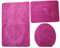 Ilkadim Delphin Badgarnitur 3 TLG. Set 55x85 cm einfarbig, WC Vorleger ohne Ausschnitt für Hänge-WC (pink)
