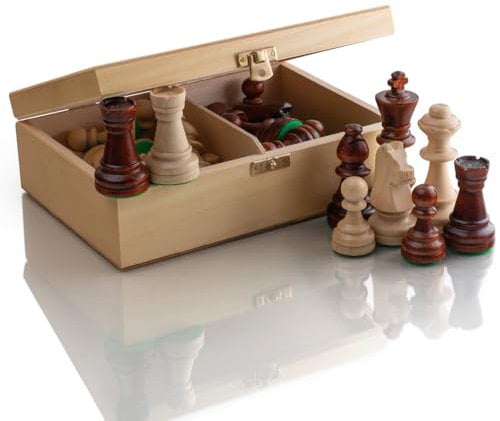 Klassisches Staunton Chess Pieces NO.5 in Naturholz Box | Master of Chess | Gewichtete nur Schachfiguren Holz - Handgemachtes Championship Chess Set Ohne Schach Brett