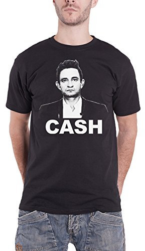 Johnny Cash T Shirt Straight Stare Portrait Logo Nue offiziell Herren Schwarz S