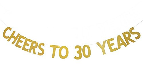 Veewon Beifall bis 30 Jahre Banner Gold Glitzer Briefe Bunting Girlanden 30. Geburtstag Jubiläum Party Foto Prop Dekor