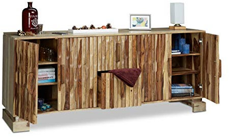 Native Home Sideboard aus Edelholz, Kommode 2 Schubladen, Highboard Wohnzimmer, Anrichte massiv, HBT ca 75 x 177 x 45 cm