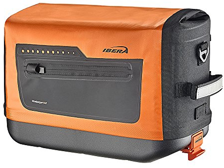 Ibera PakRak Fahrradtasche zum Anklippen, Schnellverschluss, wasserdicht, für Pendler (Orange)