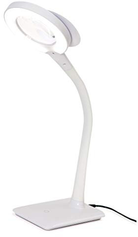 PURElite Lampada da scrivania a LED ingrandente, bianca, funziona con batterie