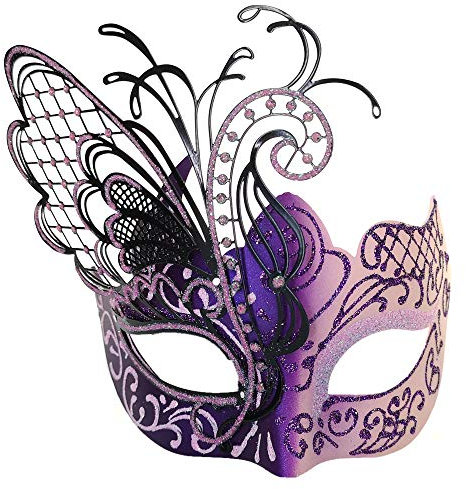 Maskerade-Maske für Frauen Venezianische Maske/Halloween/Party/Ball Prom/Karneval/Hochzeit/Wanddekoration (Rosa/Lila Schmetterling)
