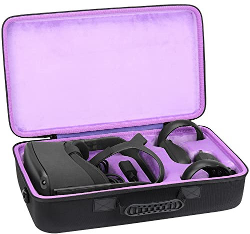Khanka Hard Travel Case for Pico 4 / Meta/Oculus Quest 2/ Quest VR Gaming Virtual Reality Headset 256GB 128GB 64GB.(Purple Lining)