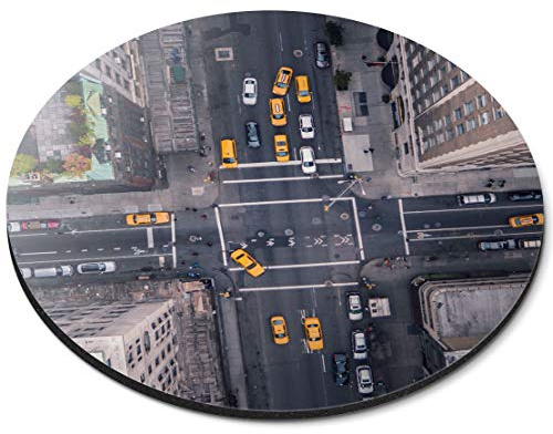 Tapis de souris rond - Avenue New York Taxi jaune - RM13257