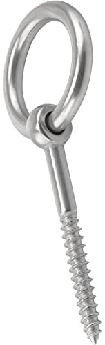 FASTON® Holzschraube mit Ring 80 mm Edelstahl A4 V4A (2 Stück) Augenschraube Ösenschraube Ringschraube Augbolzen