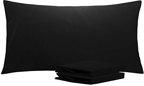 NTBAY 2er Set Kissenbezug 40x80 cm 100% Mikrofaser Kissenhülle, Superweicher Kopfkissenbezug, Schwarz