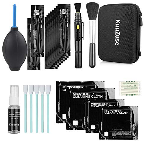 KuuZuse Kit di pulizia per fotocamere DSLR con tamponi di pulizia APS-C, panni in microfibra, Penna per la pulizia delle lenti, per obiettivi di fotocamere, lenti ottiche e reflex digitali