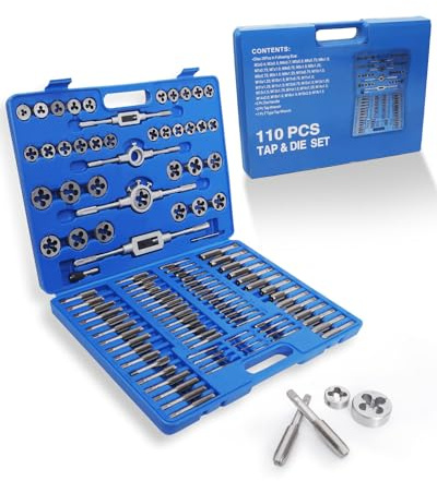 EilxMag 110PCS Tap and Die Set, Metric Tap and Die Rethreading Kit