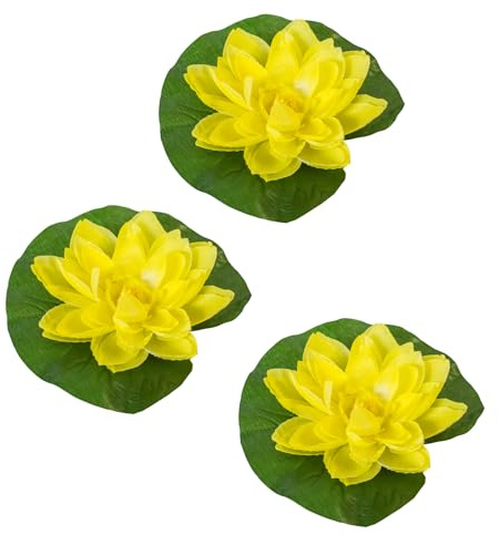 Pisces 3 Pack Yellow Floating Lily Artifical Pond Plant Decoration Lillies