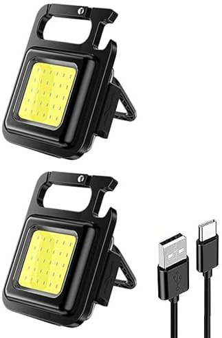 LED Keychain Flashlight, USB Rechargeable LED Work Light IPX4 Waterproof Work Light Mini Keychain 6W COB LED 400 LM 4 Lighting Modes Multi-fuction for Outdoor Camping