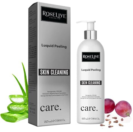 ROSELIVE Liquid Peeling SkinCare 225ml Gesicht-Peeling Soforteffekt |abgestorbene Hautschicht|damen-männer|Provitamin B5 Aloe Vera Fruchtsäure Extrakten Mitesserentfernung Pickel-Poren Verkleinern