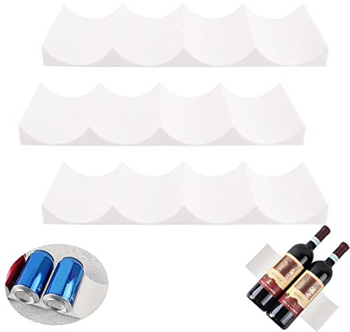 Forreen Wine Rack for Fridge, 3 Pieces Wine Bottle Display Stacking Plastic Practical Anti Slip European Style Fridge Shelf for Table Pantry Cabinet Beer Drinking Bottles,White
