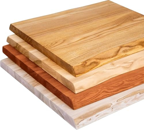 LAMO Manufaktur Holzplatte für Esstisch Küchentisch Küchenarbeitsplatte Tischplatte Baumkante 140x60 cm, Rustikal, LHB-01-A-003-1406