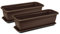 Tymar Lot de 2 jardinières avec soucoupe - Jardinière de balcon - En plastique - Rectangulaire - Pour jardin, balcon, terrasse - Marron - 40 x 18,7 x 14,7 cm