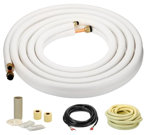 PATIKIL Mini Dividido Línea Juego 16 Pies, 1/4 1/2 PE Engrosado Cobre Tubería Tubería Extensión Juego para Mini Dividido Aire Acondicionador HVAC o Equipo Calefacción