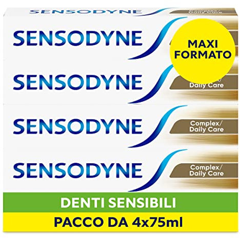 Sensodyne Complex Zahnpasta, empfindliche Zähne, hilft bei der Kontrolle der Bildung von Plaque für starke Zähne & gesundes Zahnfleisch, täglicher Gebrauch, Packung mit 4 x 75 ml