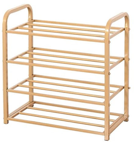 Schuhregal Schuhschrank Schuhablage Schuhregal Mit 4 Ablagen Aus Metall, Schuhaufbewahrung, Platzsparendes Und Vielseitiges Regal Für Wohnzimmer, Schlafzimmer Schuhständer Schuhablagen ( Color : Gold