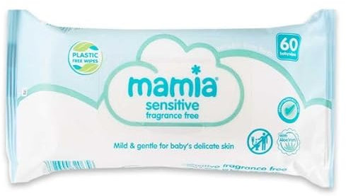 12x Mamia Sensitive Fragrance Free Wipes 60 Pack