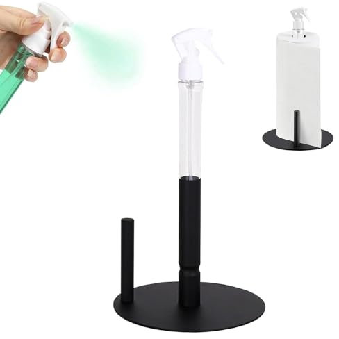 Porte-Rouleau D'Essuie-Tout Debout En Acier Inoxydable Avec PulvéRisateur 300 Ml - Support de Cuisine Sur Pied Pour Papier Essuie-Tout - Pour Cuisine Et Salle De Bain