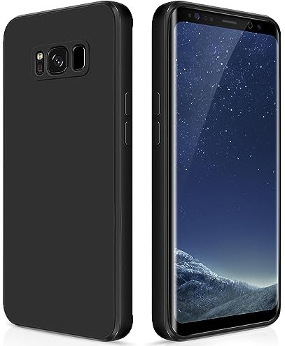 GiiYoon Hülle Kompatibel mit Samsung Galaxy S8, Hochwertiges Liquid Silicone Case, Rundumschutz Handyhülle, Kratzfestes Weiches Mikrofaserfutter- Schwar