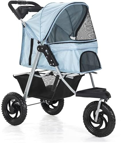 Hundebuggy 3 Räder Haustierbuggy für Katzen/Hunde Kinderwagenträger Hundebuggy für mittelgroße kleine Hunde mit großen Rädern Hundebuggys faltbarer Hundewagen mit