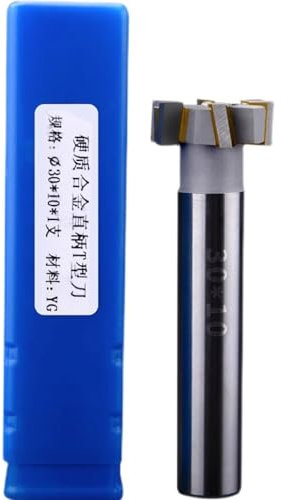 T-Nutenfräser YG8 Wolframstahl Hartlöten Nutfräser CNC-Werkzeugbearbeitung Stahl Metall Aluminium, Schnittdurchmesser 12–30 mm, Schaftdurchmesser 10–16 mm (Size : D30*T4*d16mm)