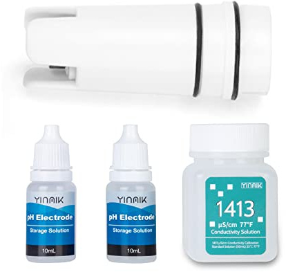 YINMIK pH-Messgerät YINMIK 4 in 1, pH-Elektrode mit Kalibrierlösung EC 1413μS/cm und pH-Aufbewahrungslösung