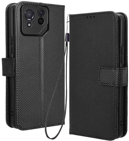 RonRun für Asus ROG Phone 8 Pro Hülle, Handyhülle Leder mit Kartenhalter, Klappbar Voll Schützendes, Schwarz