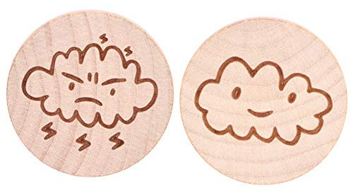 Household Accessories 2Pcs Wooden Round Shape Bottle Opener Wood Fridge Magnet Decoration Kitchen AccessoriesSmile + Thunder