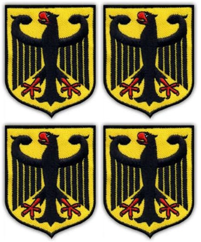 4er Set - Wappen Deutschland - Aufnäher - Bestickter Patch / Abzeichen / Emblem