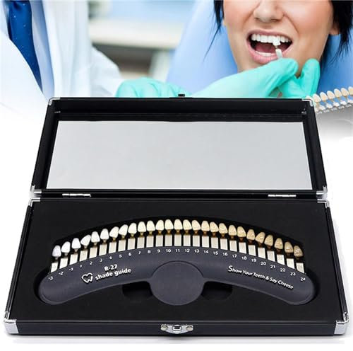 HEAXIY Guide de Teinte des Dents Dentaires 27 Couleurs, Nuancier de Blanchiment des Dents avec étui et Miroir, Matériel Dentaire pour Clinique Dentaire, Individuel, Hôpital