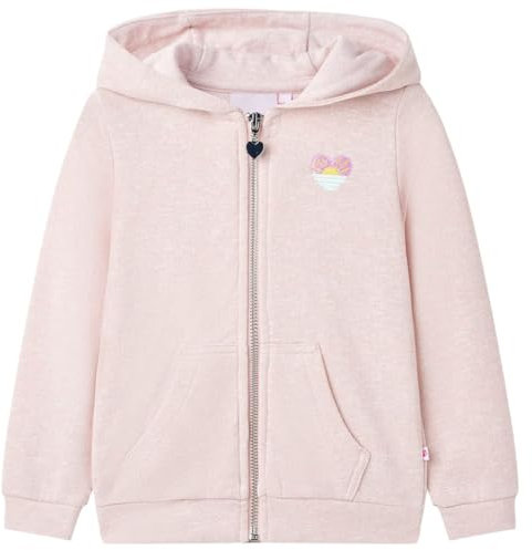 vidaXL Felpa con Cappuccio e Cerniera da Bambina Rosa Chiaro Misto 116