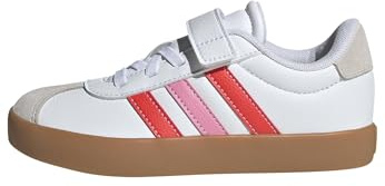 adidas Unisex Kids VL Court Shoes, FTWR White/Bright red/Bliss Pink, 1 UK