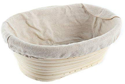 Maritown Banneton Proofing Basket Rattan Sourdough Proving Basket Oval Bread Proofing Basket with Cloth Liner Bread Proving Baskets Sourdough Starter Kit Bread Making Accessories Kitchen Baking Tools