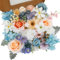 Floweroyal Künstliche Blumen Combo Blau Blumen Mix Seidenblumen Dahlie Rosen mit Stielen für Hochzeit Brautsträuße, Tischdekoration, Babyparty, Blumenarrangement, Heimdekorationen