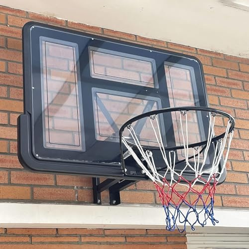 Grand Panier de Basket-Ball Professionnel Noir, système de But de Panneau de Basket-Ball Mural pour Jardin, Cour, Garage, équipement d'entraînement de Basket-Ball pour Adultes et e