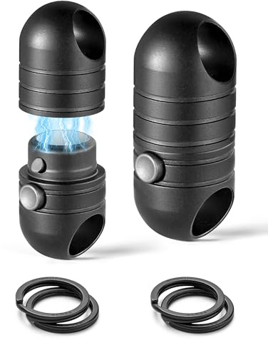 TISUR Magnetischer Schnellverschluss-Schlüsselanhänger, Titan, abnehmbarer, drehbarer Schlüsselanhänger, magnetischer Schlüsselhalter mit 2 Schlüsselringen, Schwarz (2er-Pack), Small
