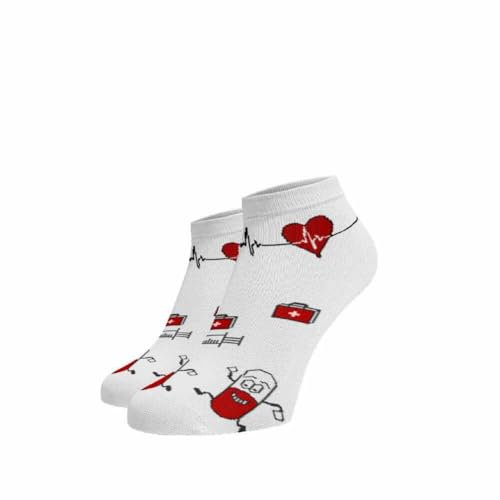 BENAMI | Lustige Socken mit Krankenhaus-Muster | Baumwoll-Knöchelsocken für Damen und Herren