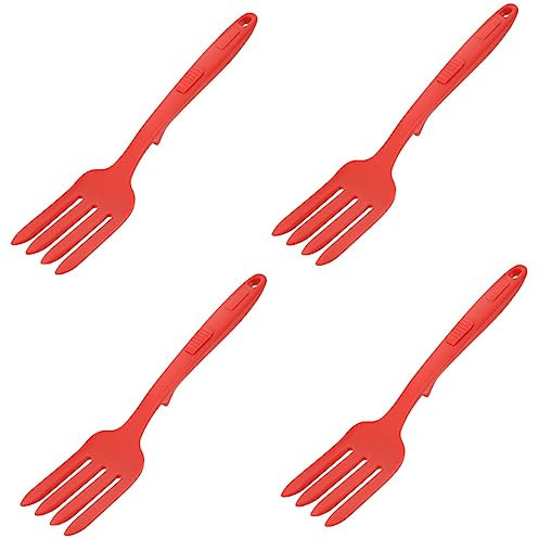 OQHAIR 4pcs Silicone Cooking Fork Cake Tools Mixology Kit Pasta Spaghetti Kitchen Stir Fork Pasta Twirling Fork Pasta Noodles Scoop Wear-Resistant Dinner Fork Large Cooking Fork Food Fork