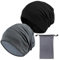 ZYKORT 2 Stück Slouchy Beanie Mütze, Dünne Herren Damen Weiche Baumwoll-Mütze für Frühling, Herbst und Winter, Sport, Chemo, Haarausfall, Schlaf (Schwarz + Grau)