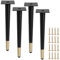 Minnhua Lot de 4 pieds de meubles obliques en métal antidérapant pour armoires, chaises, étagères, canapés, tables, armoires, canapés, lits, ottomans, bureau - 30,5 cm - Noir et doré