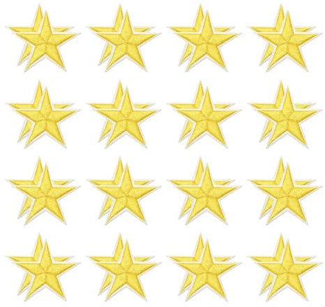 sourcing map 32 Pcs Star Iron on Patches, Embroidered Patch Appliques for Clothing Repair Hats Jeans Shoes Decoration, Yellow
