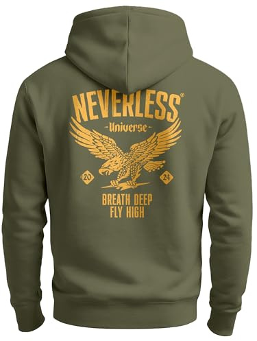 Neverless® Hoodie Backprint Herren Adler Eagle Print Retro Design Rückenaufdruck Kapuzenpullover Männer Fashion Streetstyle