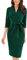 Women V-Neck Midi Dress 3/4 Sleeve Bodycon Pencil Dress with Belt Green L