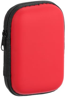 sourcing map Earbuds Cases, Wired Earphone Case Holder, EVA Ear Buds Case Zipper Pouch Organizer Small with Mesh Pocket for USB Cable, Earphones, Red