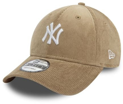New Era NY New York Yankees Baseball Cap Teamlogo gebogener Schirm Cord verstellbar Kappe beige - One-Size